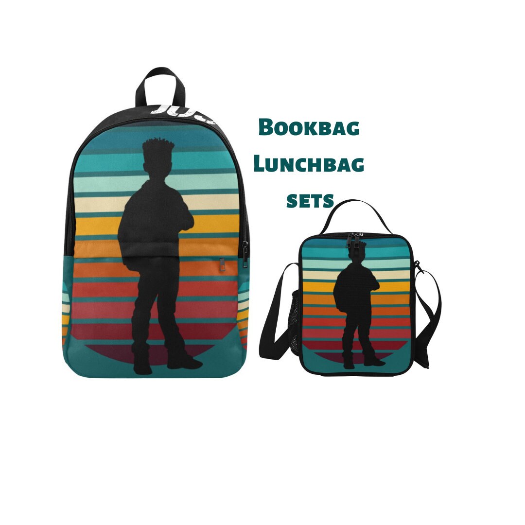Black Boy Book Bag Black Boy Backpack Black Boy Lunch Box Etsy