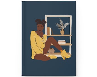 Svart kvinnas dagbok, present till författare, svart tjejkonst, självvårdsdagbok, afroamerikansk dagbok, brun tjejdagbok, presentidé till högtider,