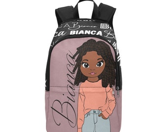 Black girl bookbag, black girl backpack, custom bookbag, personalized bookbag, back to school, name bookbag