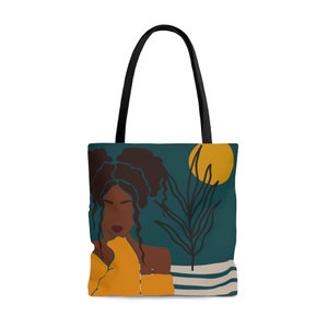 Black girl tote, brown girl, afro, gift idea, teacher tote, yoga tote, holiday gift, coffee lover, book lover, blm