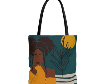 Black girl tote, brown girl, afro, gift idea, teacher tote, yoga tote, holiday gift, coffee lover, book lover, blm