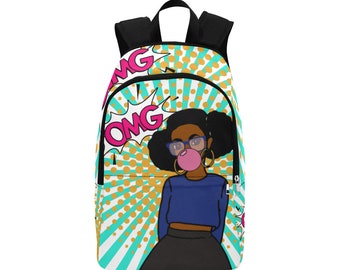 black girl back pack, black girl book bag, custom book bag, custom backpack, afro, black girl, bookbag, back to school