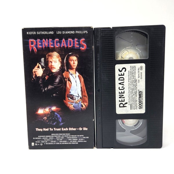 Renegades (VHS, 1989,1996) Lou Diamond Phillips, Kiefer Sutherland, Rated R (v3)