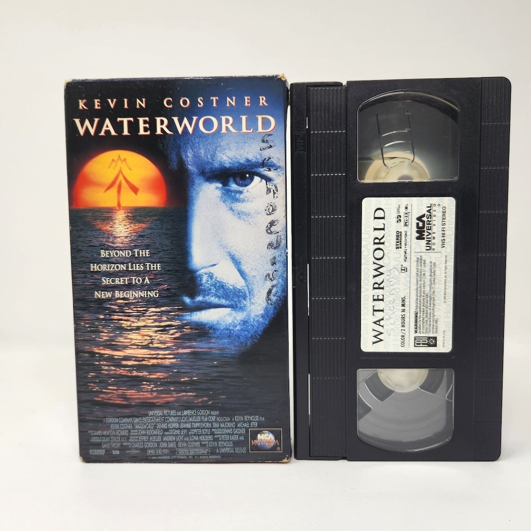 Waterworld VHS, 1996 Kevin Costner, Dennis Hopper, MCA Universal v2 Etsy