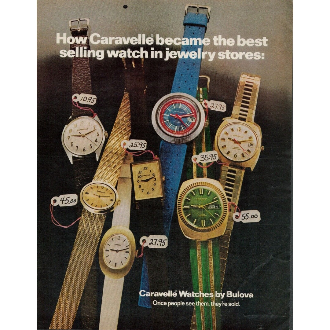 1972 Caravelle Watches by Bulova Vintage Print Ad L1 Etsy