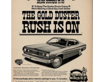 1970 Plymouth Duster Automobile, Chrysler Corporation Vintage Print Ad (L12)