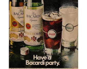 1970 Bacardi Puerto Rican Rum Vintage Print Ad (L12)