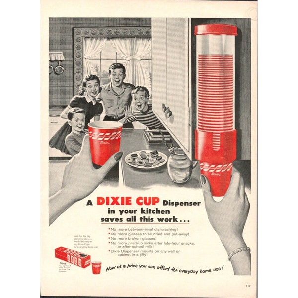 1954 DIXIE CUP Dispenser Vintage Print Ad (L5)