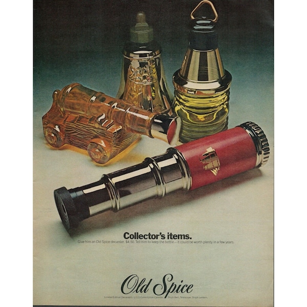 1972 Old Spice Limited Edition Decanters Vintage Print Ad (L1)