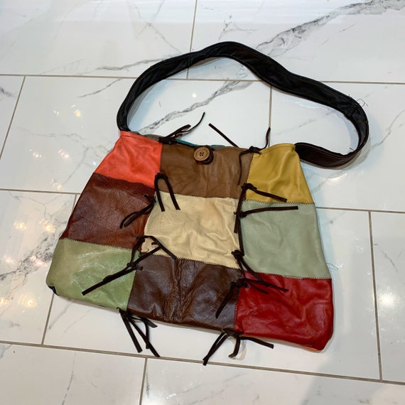 Vintage leather patchwork purse