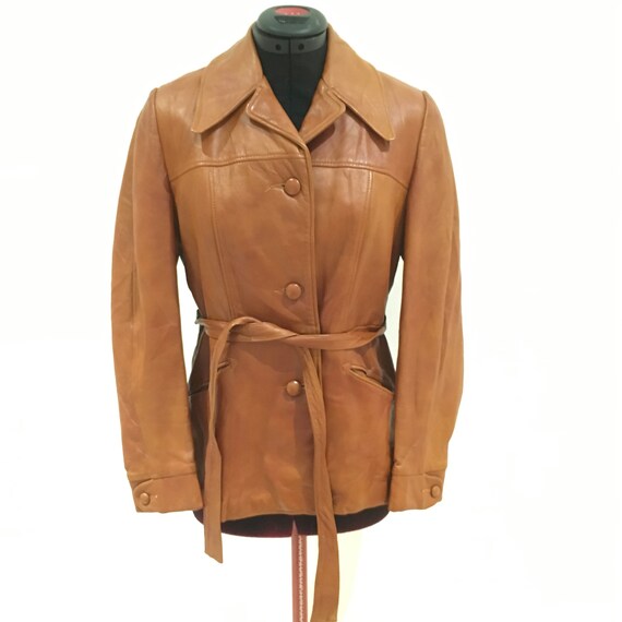 Vintage Brown Leather Bomber Jacket 1970s // Leath