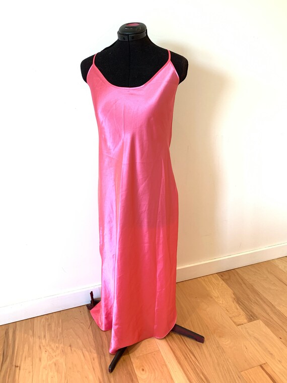 bright pink slip dress