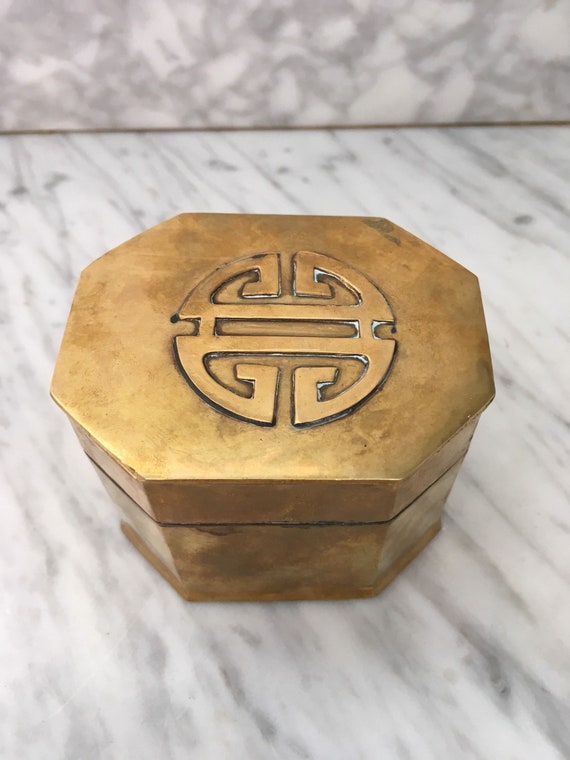 vintage brass jewellery box Gem
