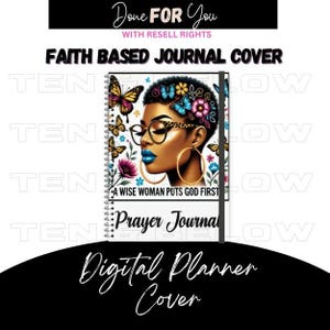 A Wise Woman Puts God First Prayer Journal Cover |Instant Digital Download |Afro Woman PNG |Christian PNG |Faith Based Planner| Sublimation