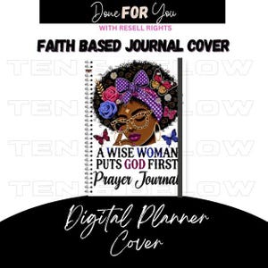 A Wise Woman Puts God First Prayer Journal Cover |Instant Digital Download |Afro Woman PNG |Christian PNG |Faith Based Planner| Sublimation