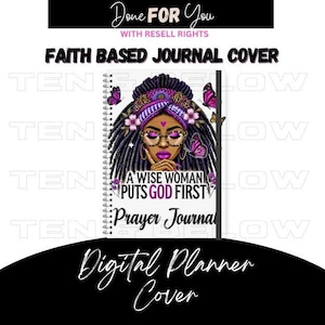 A Wise Woman Puts God First Prayer Journal Cover |Instant Digital Download |Afro Woman PNG |Christian PNG |Faith Based Planner| Sublimation