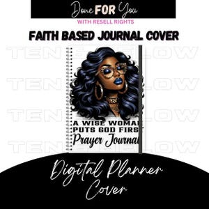 A Wise Woman Puts God First Prayer Journal Cover |Instant Digital Download |Afro Woman PNG |Christian PNG |Faith Based Planner| Sublimation