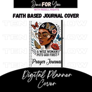 A Wise Woman Puts God First Prayer Journal Cover |Instant Digital Download |Afro Woman PNG |Christian PNG |Faith Based Planner| Sublimation