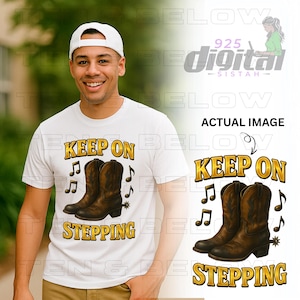 Keep On Stepping Cowboy Boots Yellow PNG | Line Dance Design | Party & Reunion Shirt Graphic | Where Them Fans At | Clack Fan | Cowboy