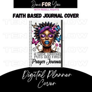 A Wise Woman Puts God First Prayer Journal Cover |Instant Digital Download |Afro Woman PNG |Christian PNG |Faith Based Planner| Sublimation