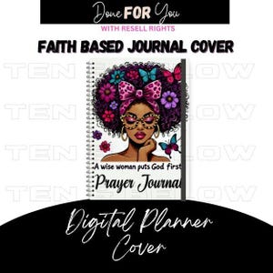 A Wise Woman Puts God First Prayer Journal Cover |Instant Digital Download |Afro Woman PNG |Christian PNG |Faith Based Planner| Sublimation