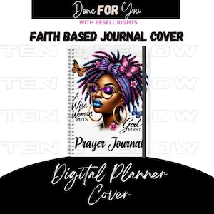 A Wise Woman Puts God First Prayer Journal Cover |Instant Digital Download |Afro Woman PNG |Christian PNG |Faith Based Planner| Sublimation