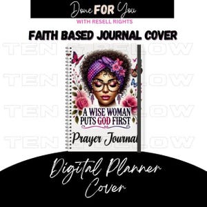 A Wise Woman Puts God First Prayer Journal Cover |Instant Digital Download |Afro Woman PNG |Christian PNG |Faith Based Planner| Sublimation