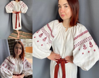 Embroidered dress Vintage dress Antique dress Puffy sleeves Vintage outfit Vintage wholesalers Ukrainian dress Wear traditional