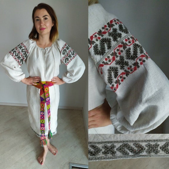 Naturaldying!Vintage Dress Vyshyvanka Homespun Li
