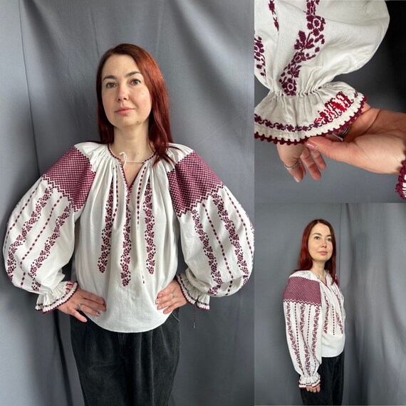 ルーマニアのブラウス 刺繍入りトップス ヴィンテージ衣装  