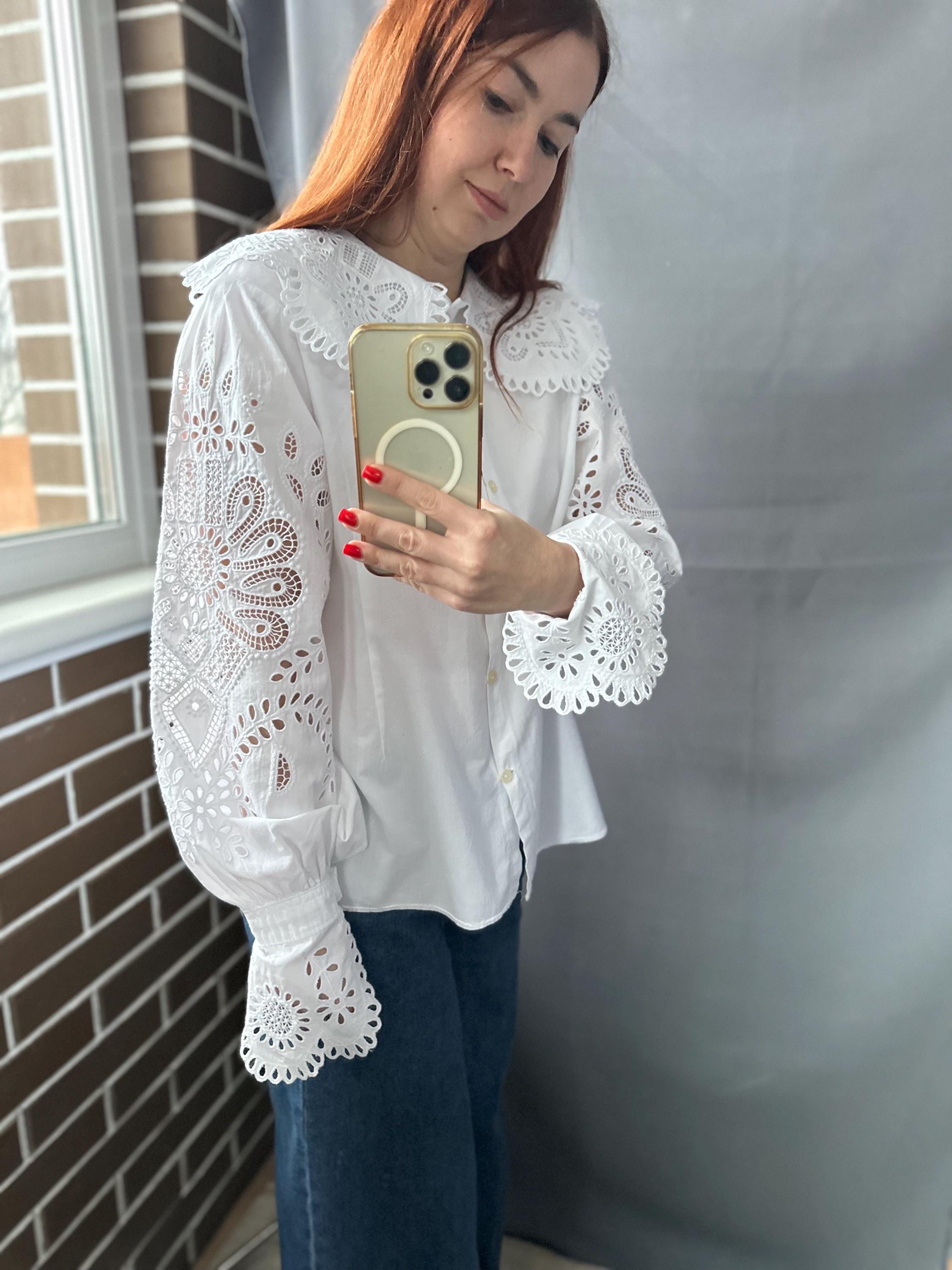 Polish Antique Folk Blouse 1930s | Handmade White Cotton