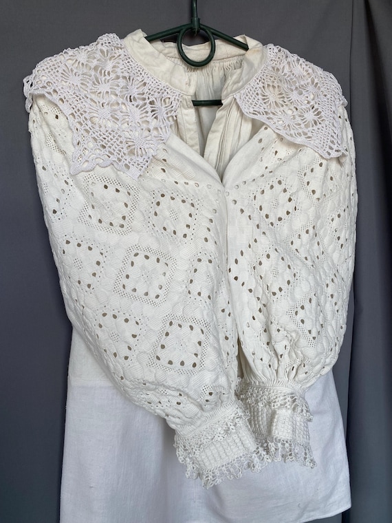ヴィンテージ ルーマニア刺繍ブラウス – 1930年代 ホワイト