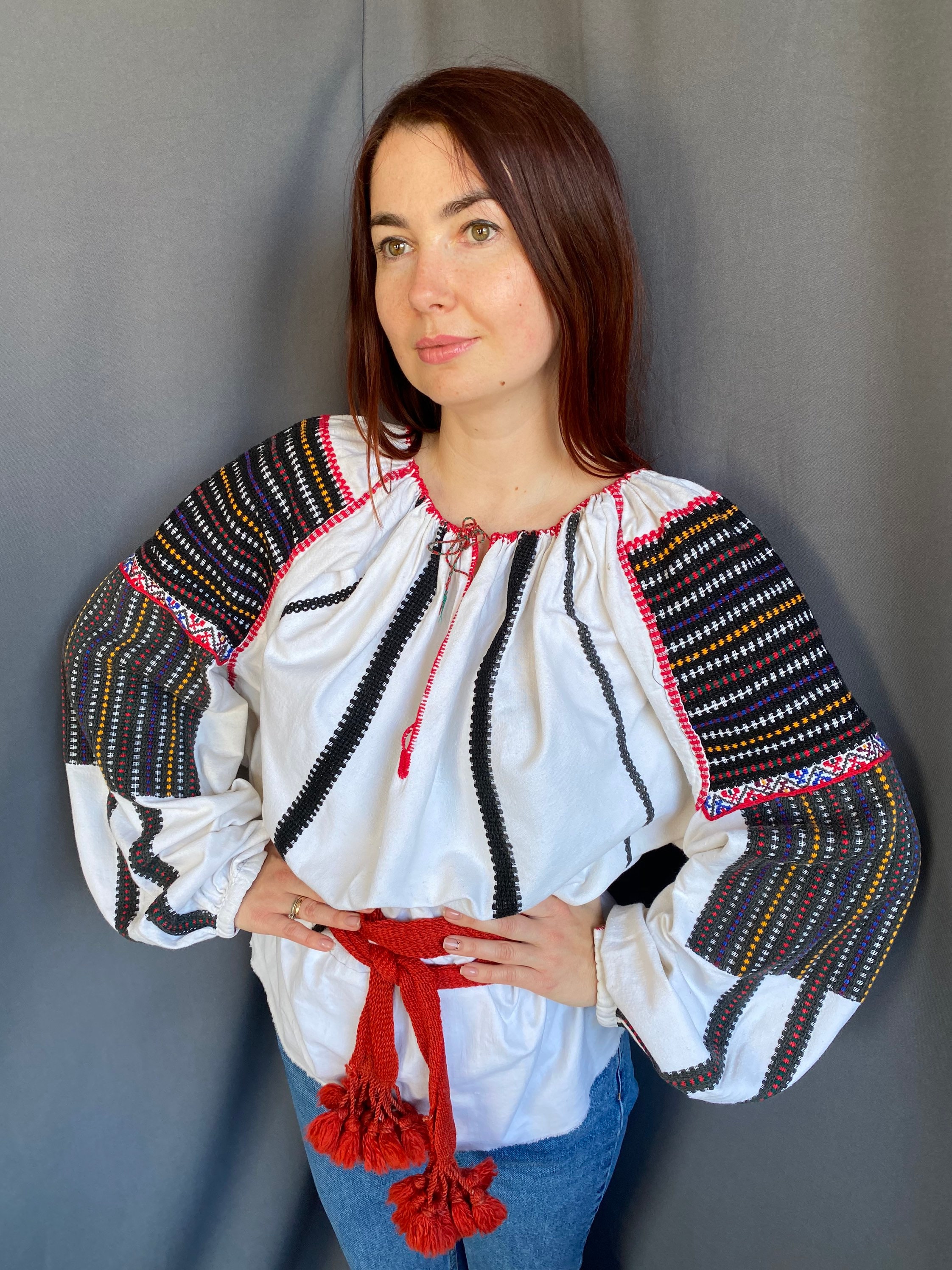 トップス antique Rumania blouse Vintage Romanian Embroidered Blouse C. 1930 - T.XS/S
