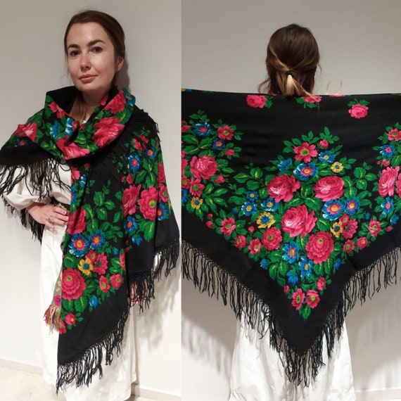 Vintage Shawl Piano Shawl Pavlovo Posad Ukrainian