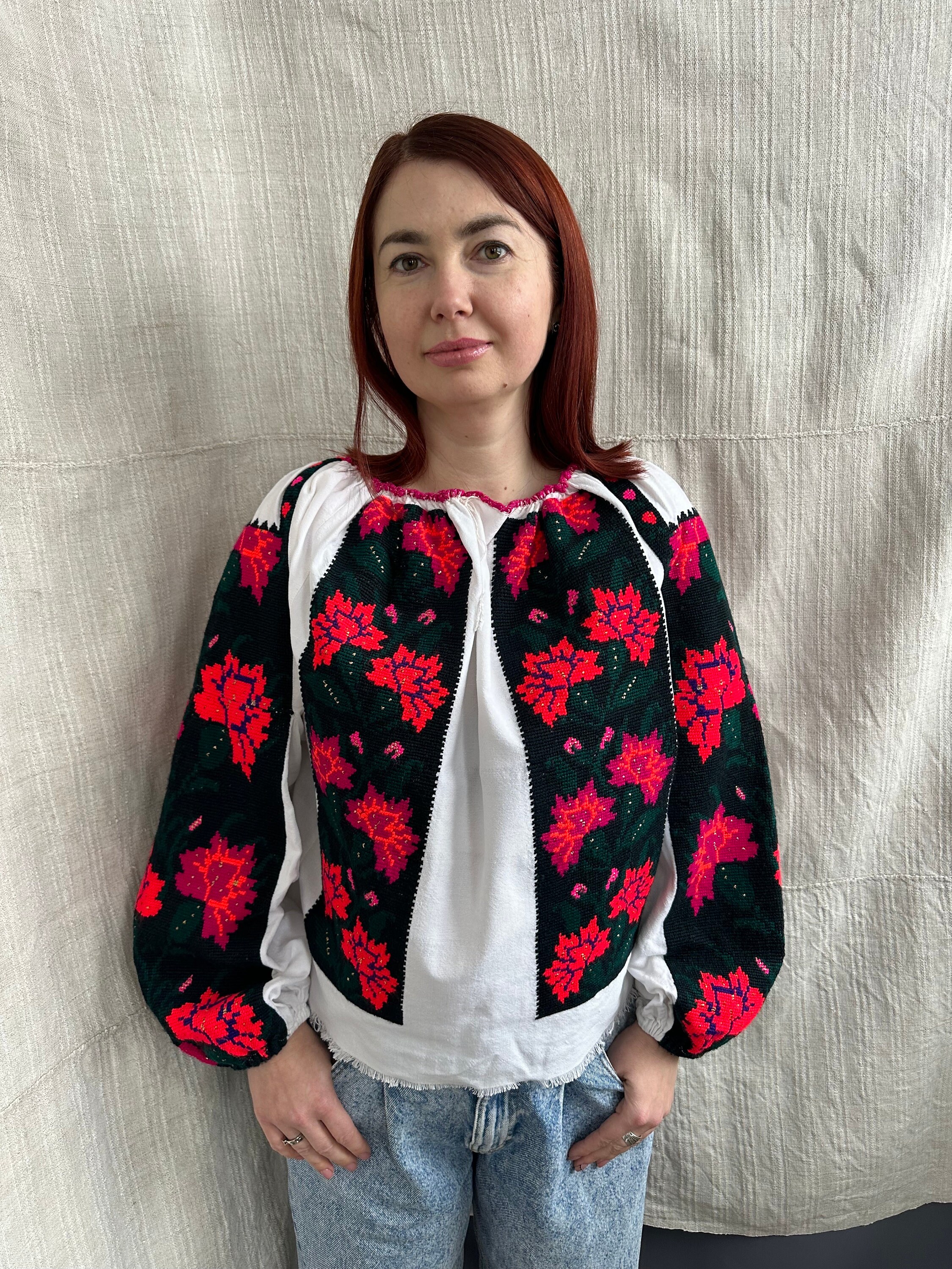 Romanian Blouse Embroidered Top Vintage Blouse Antique Blouse