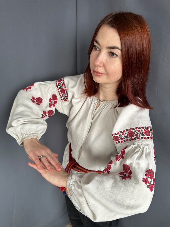 Embroidered blouse  Ukrainian blouse dress Antiqu… - image 5