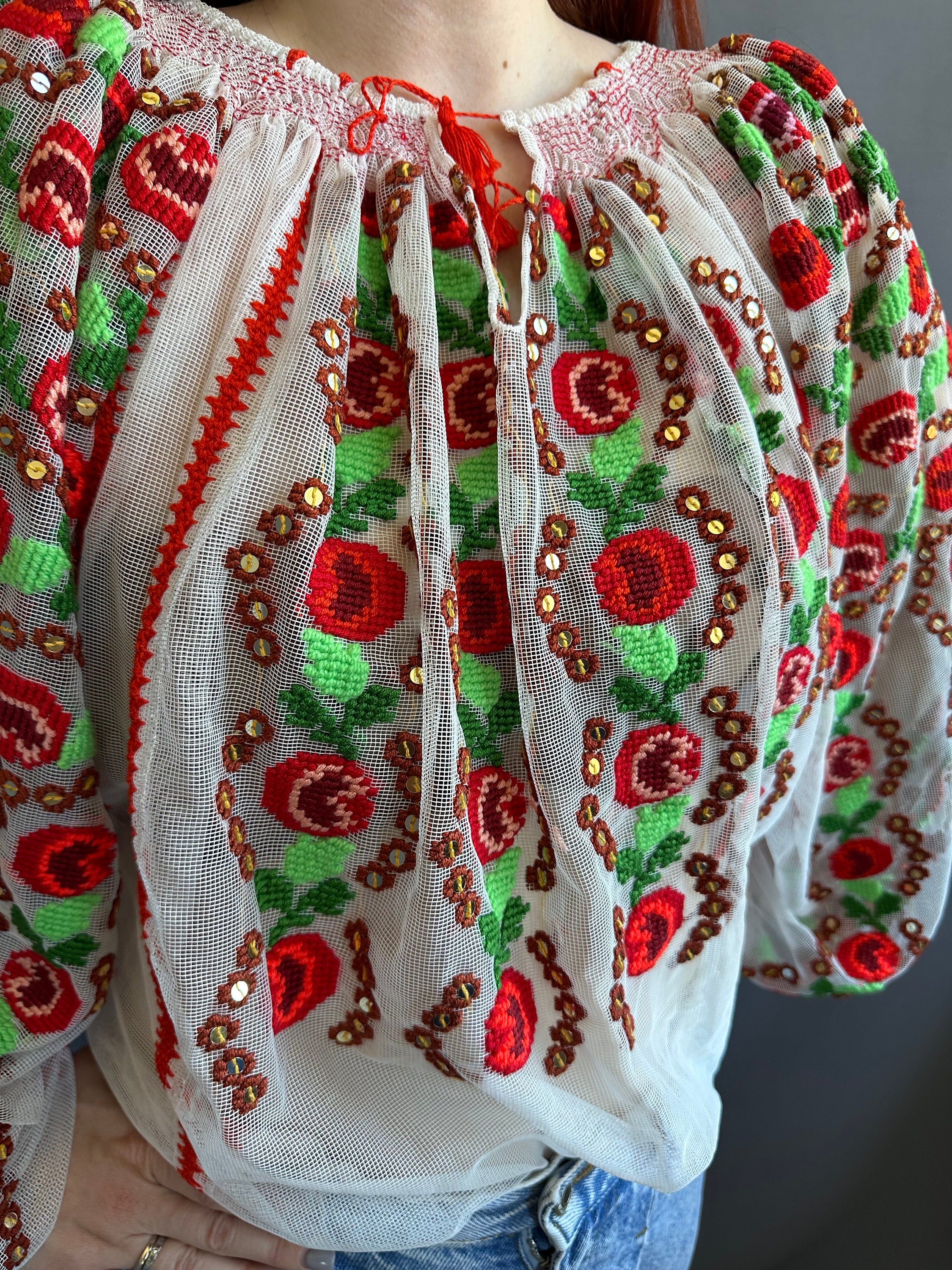 トップス antique Rumania blouse Vintage Traditional Romanian Blouse - Etsy