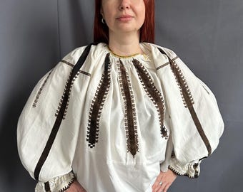 アンティークファブリック 刺繍 アンティーク リネン ブラウス Gauze