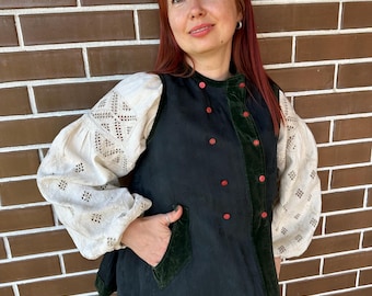 Vest Collectible vest Antique vest Antique fabric Vintage wholesalers Kersetka Ukrainian korsetka Peasant clothes Sleeveless jacket
