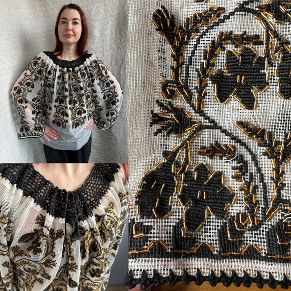 Romanian Blouse Embroidered Top Vintage Outfit Vintage Hungarian 