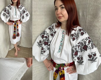 刺繍ドレス ヴィンテージ シャツ ウクライナ ヴィシヴァンカ リネン 