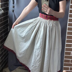 Embroidered skirt Lace skirt Antique handmade skirt Vintage embroidered skirt Romanian skirt Ukrainian embroidered skirt Linen skirt