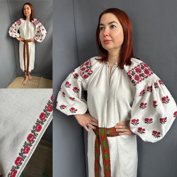 Embroidered dress Linen dress Vintage outfit ! Uk… - image 1