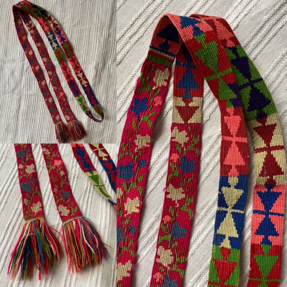 Ukrainian vintage belt Red belt Completely Handma… - image 1