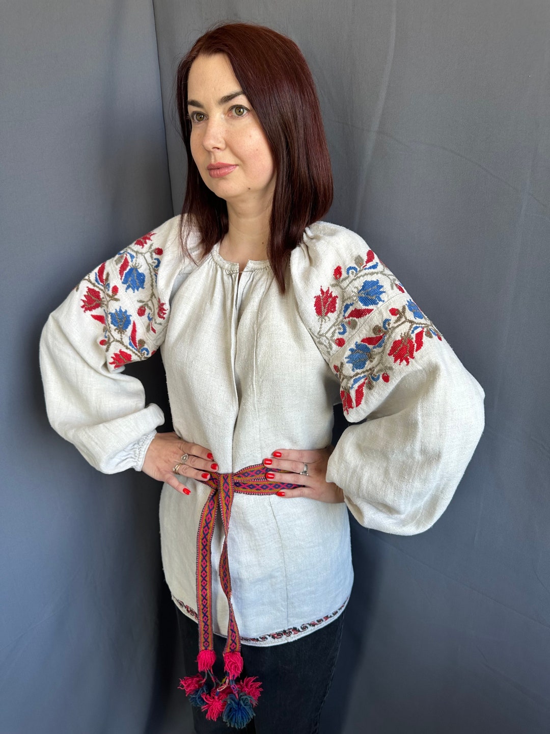 Embroidered Dress Linen Dress Embroidered Shirt Antique Dress Etsy