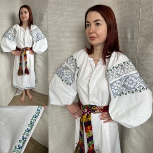 Embroidered dress vyshyvanka traditional wear Ukrainian dress Ukrainian shirt Antique Folk  Embroidered shirt Gift for her Sorochka