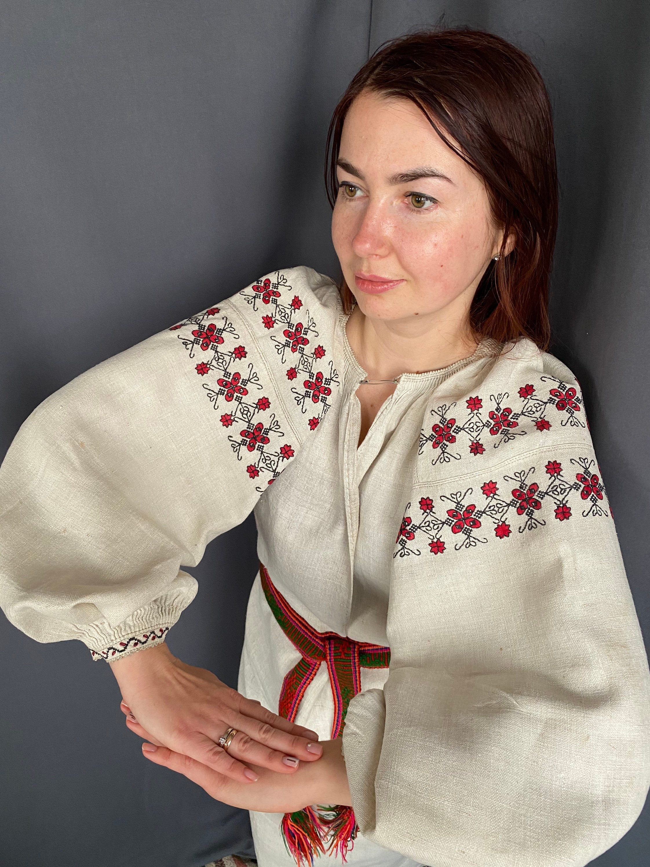 Archaic design Peasant dress Linen dress Embroidered dress | Etsy