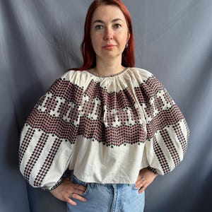 Embroidered blouse Antique blouse Embroidered top Antique blouse Vintage Romanian blouse  Antique top Hungarian blouse Gift for her