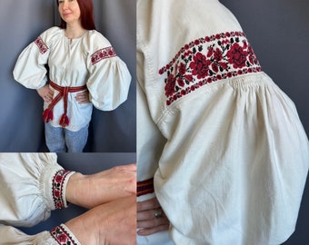 Embroidered blouse Embroidered shirt Vintage blouse Vintage fashion Ukrainian blouse Puffy sleazy Vyshyvanka Sorochka