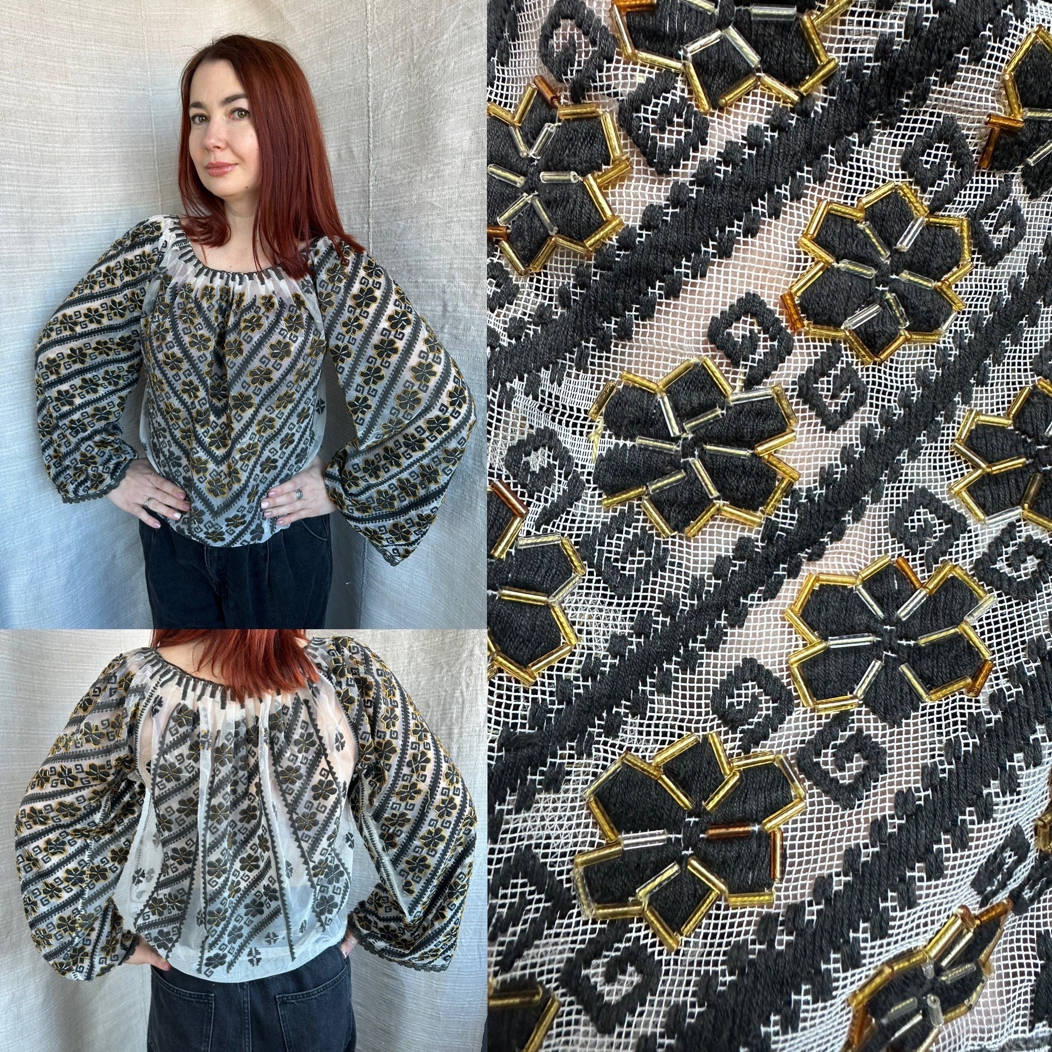 Romanian Blouse Embroidered Top Vintage Outfit Vintage Hungarian 